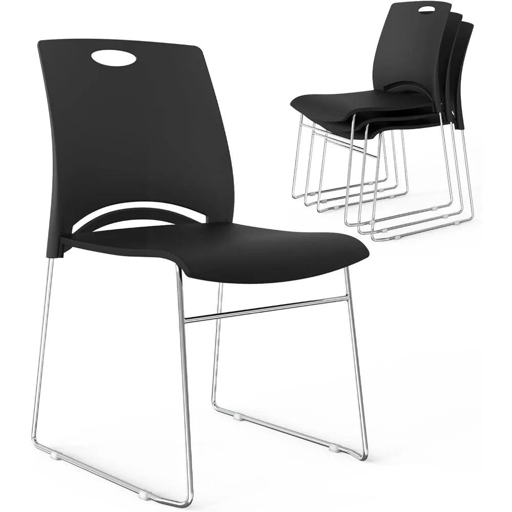 Stacking Chairs Set of 4 Stackable Office Chairs with Metal Base - Platinum-Level Office Chairs