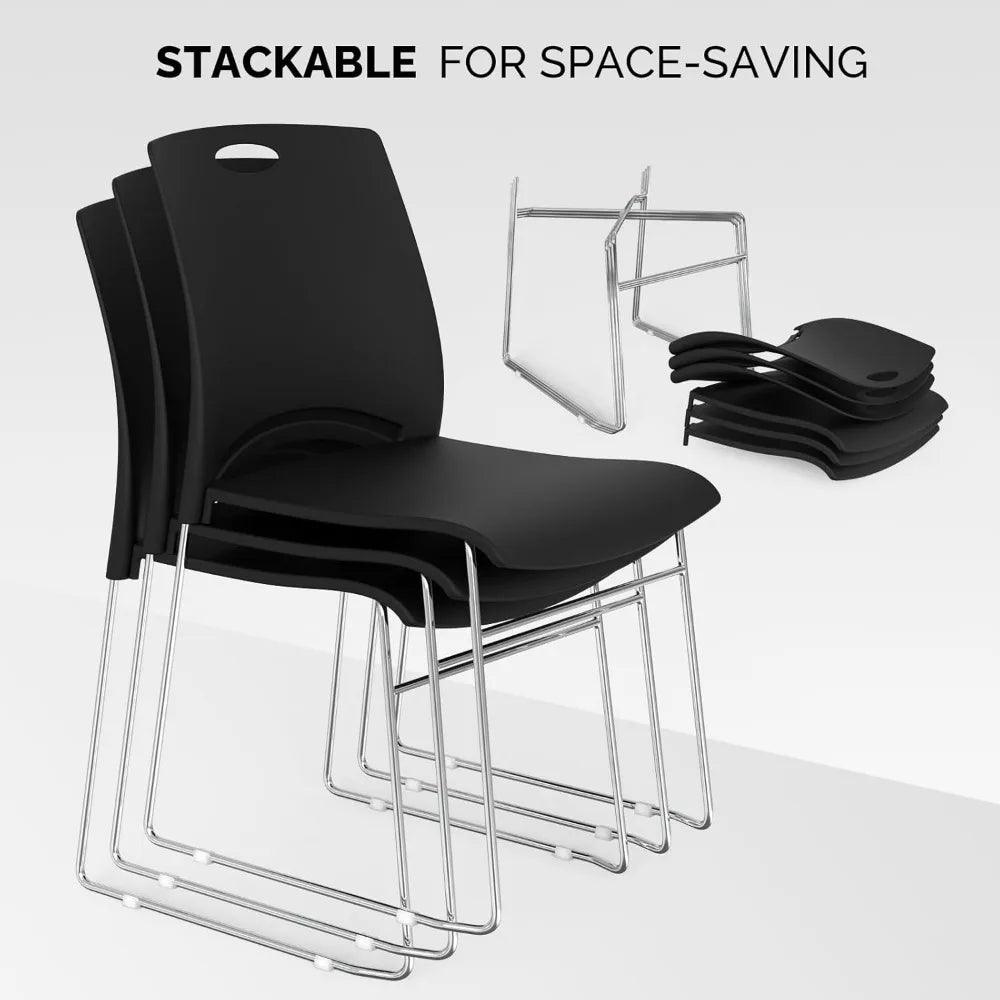 Stacking Chairs Set of 4 Stackable Office Chairs with Metal Base - Platinum-Level Office Chairs