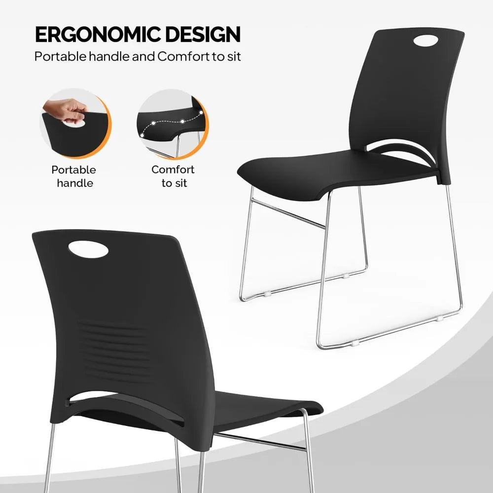 Stacking Chairs Set of 4 Stackable Office Chairs with Metal Base - Platinum-Level Office Chairs