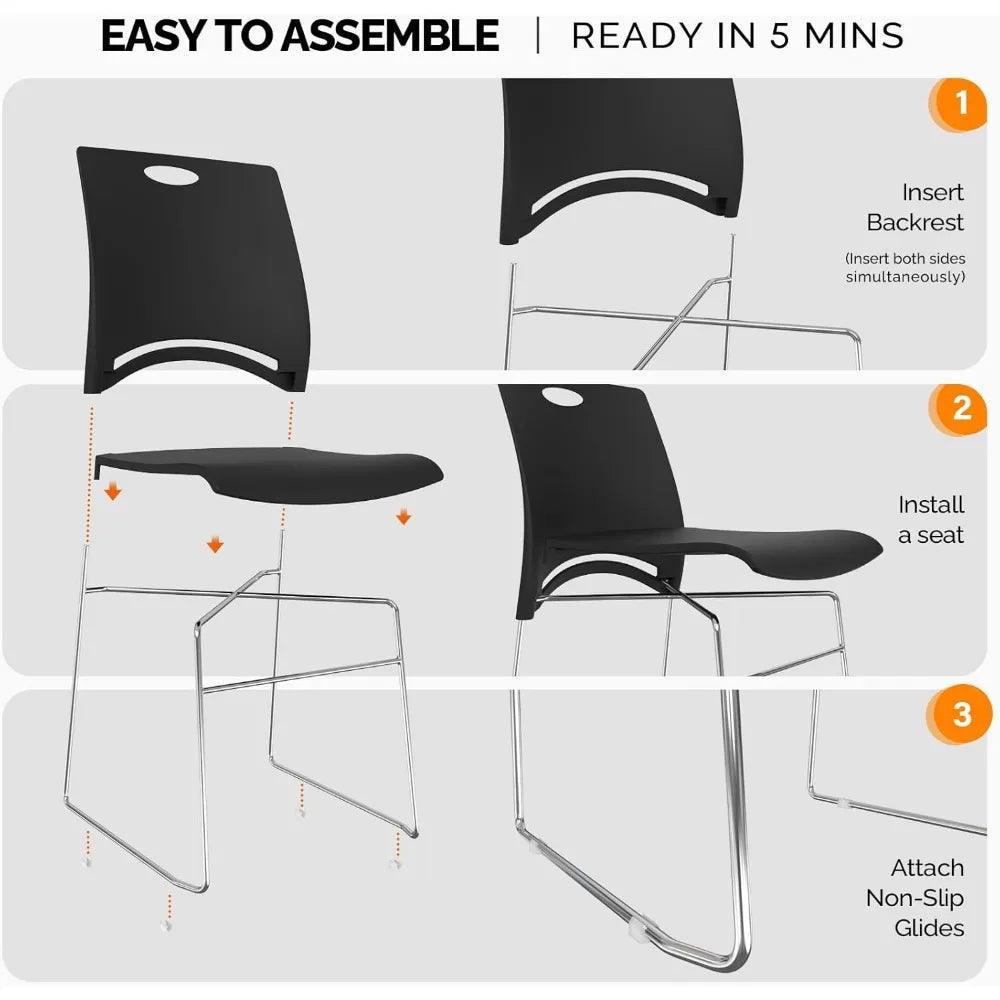 Stacking Chairs Set of 4 Stackable Office Chairs with Metal Base - Platinum-Level Office Chairs