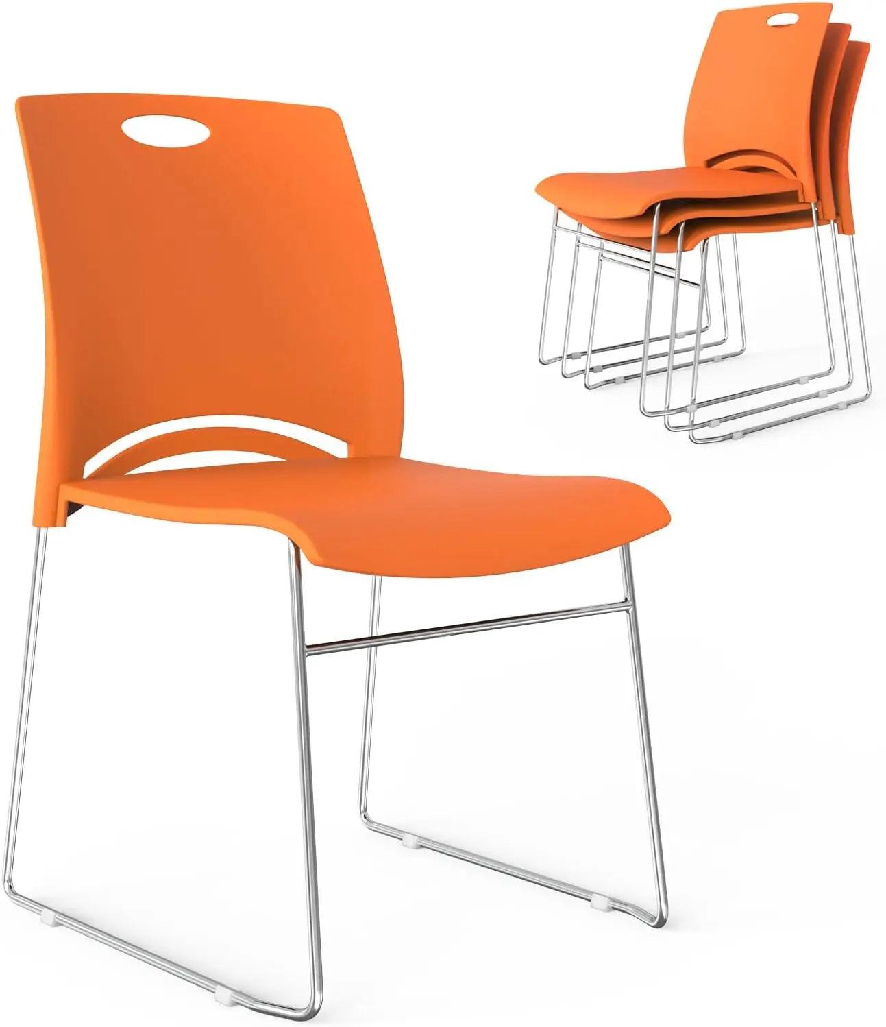 Stacking Chairs Set of 4 Stackable Office Chairs with Metal Base - Platinum-Level Office Chairs