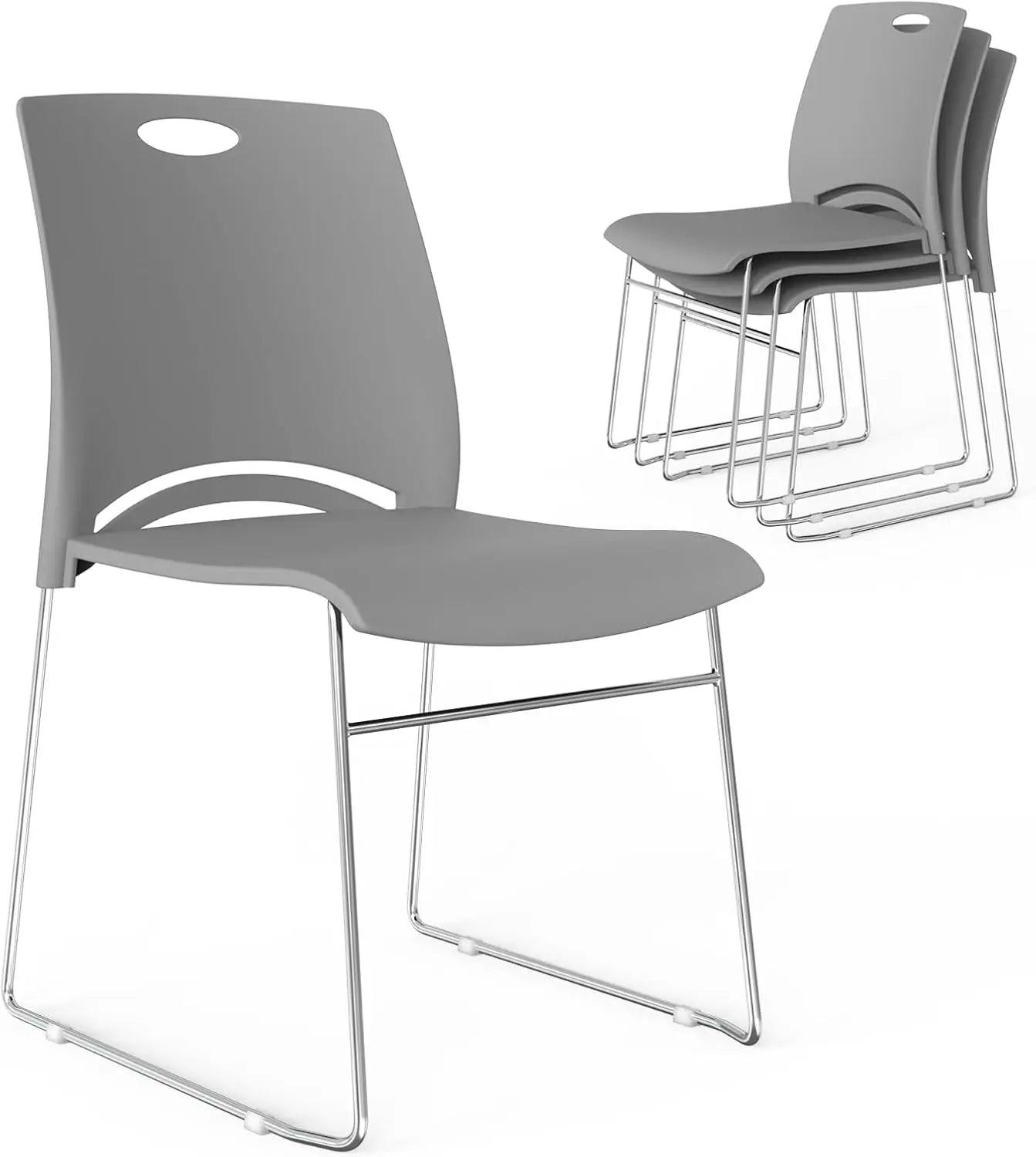 Stacking Chairs Set of 4 Stackable Office Chairs with Metal Base - Platinum-Level Office Chairs