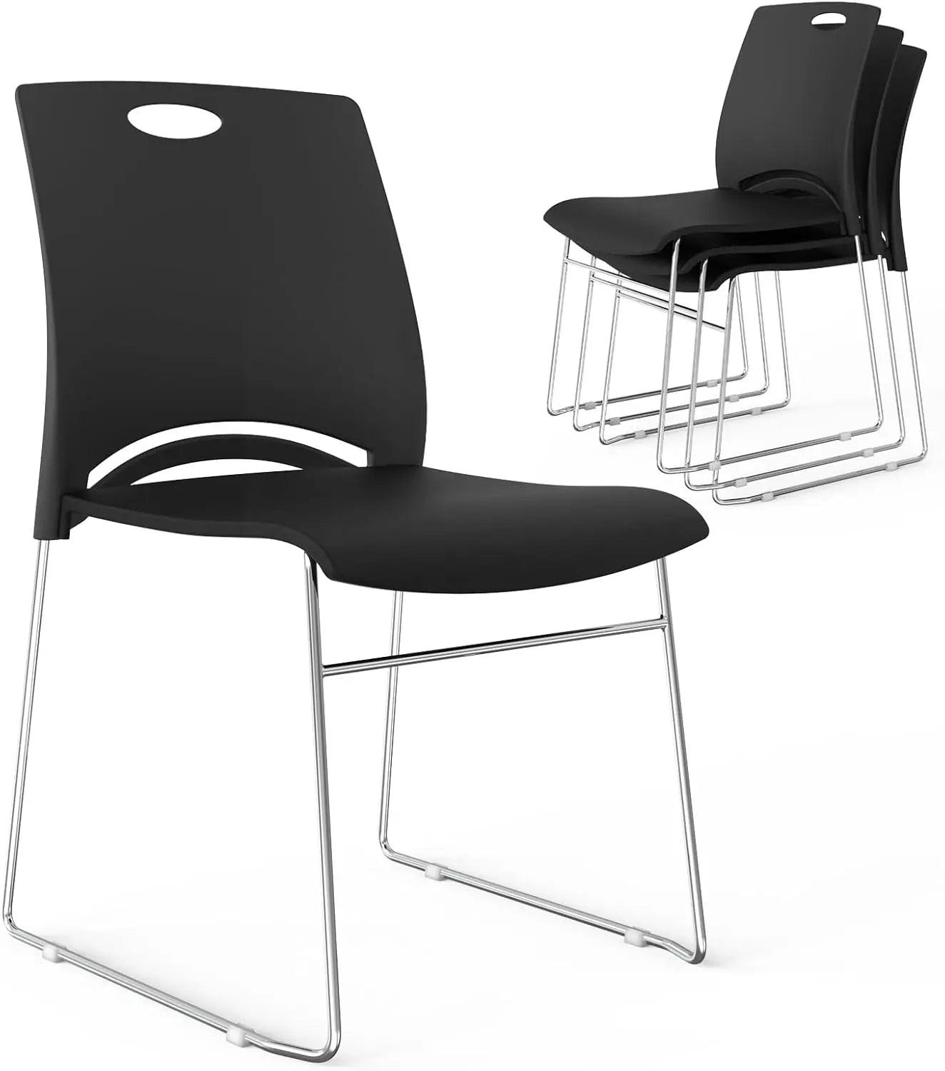 Stacking Chairs Set of 4 Stackable Office Chairs with Metal Base - Platinum-Level Office Chairs