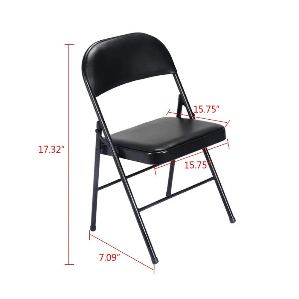 6 Pack Folding Chairs Cushioned Padded Seat for Home Office Party Black - Platinum-Level Office Chairs