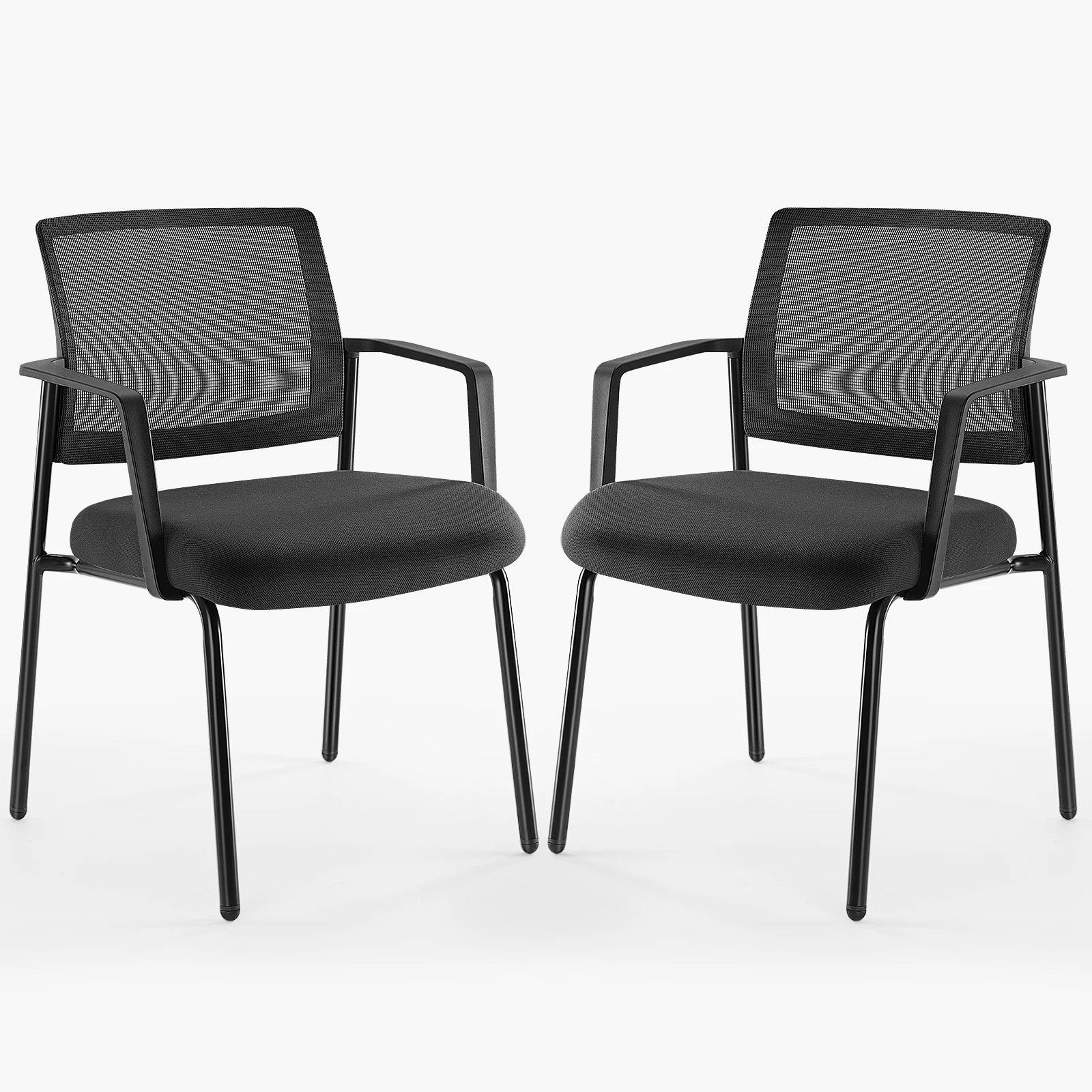 JHK Mesh Back Stacking Arm Chairs 2 Pack For Home And Office - Platinum-Level Office Chairs