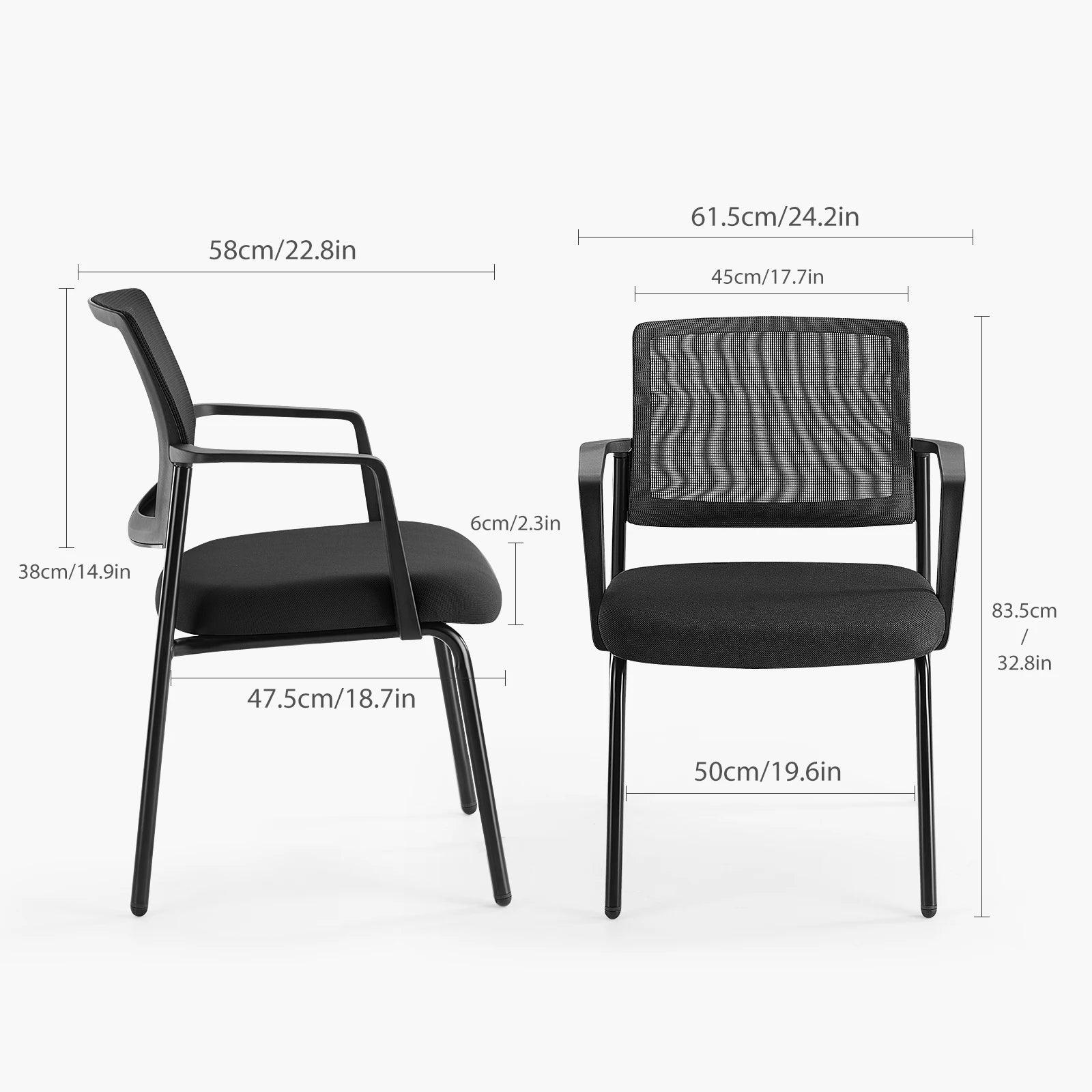 JHK Mesh Back Stacking Arm Chairs 2 Pack For Home And Office - Platinum-Level Office Chairs