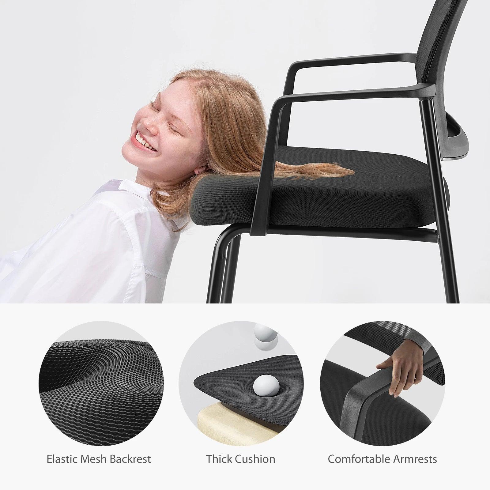 JHK Mesh Back Stacking Arm Chairs 2 Pack For Home And Office - Platinum-Level Office Chairs