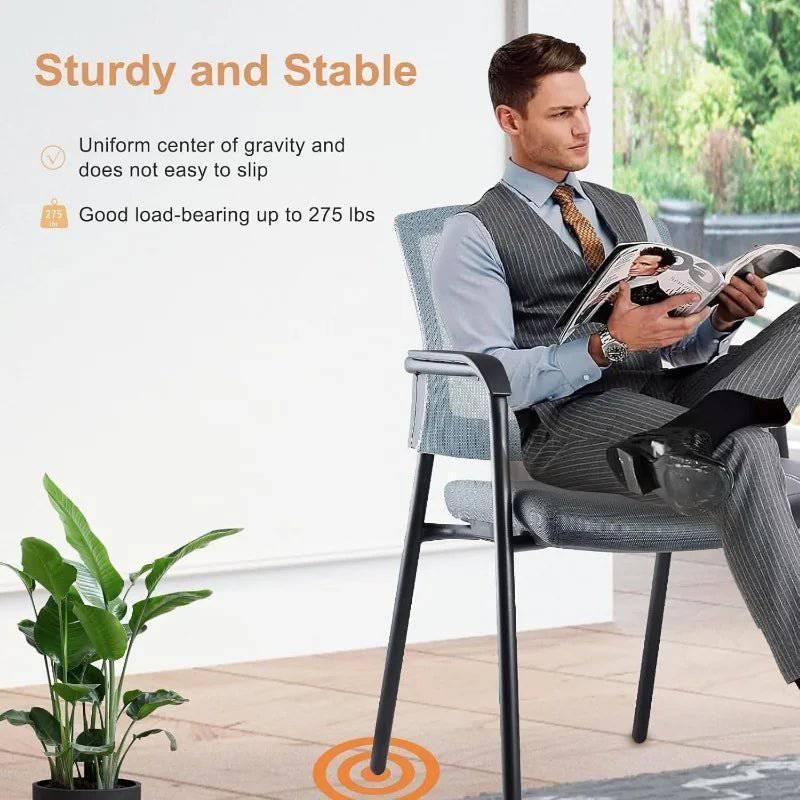 Ergonomic Mesh Back Guest Chairs with Stackable Design and Enhanced Comfort Cushion - Gray 4 Pack for Office Reception and Waiting Areas - Platinum-Level Office Chairs