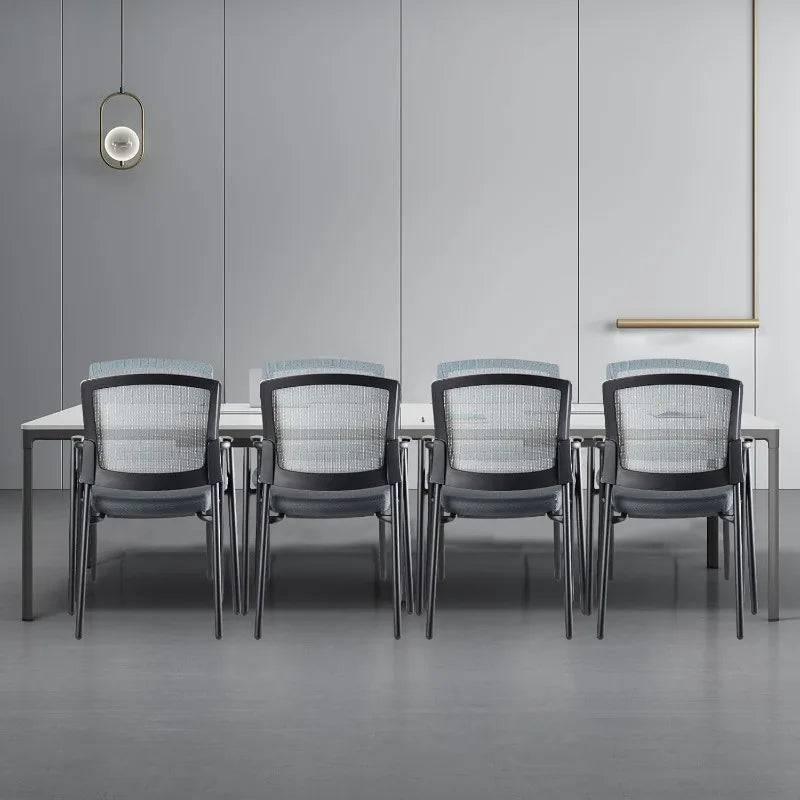 Ergonomic Mesh Back Guest Chairs with Stackable Design and Enhanced Comfort Cushion - Gray 4 Pack for Office Reception and Waiting Areas - Platinum-Level Office Chairs