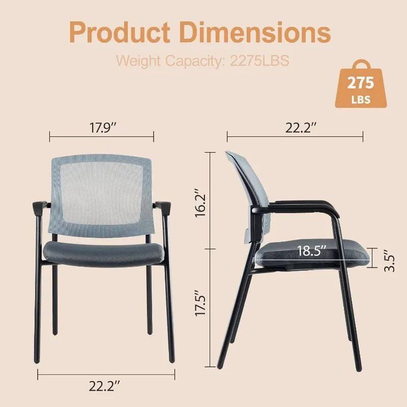 Ergonomic Mesh Back Guest Chairs with Stackable Design and Enhanced Comfort Cushion - Gray 4 Pack for Office Reception and Waiting Areas - Platinum-Level Office Chairs