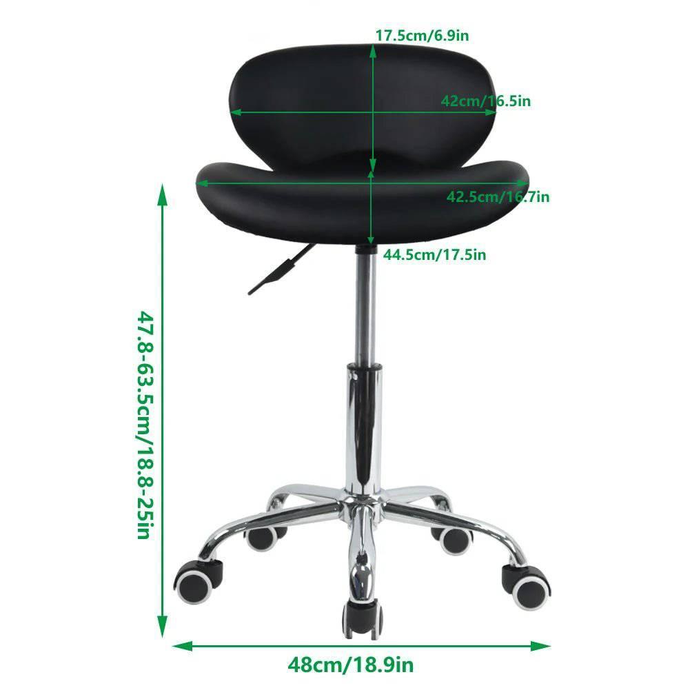 Ergonomic PU Leather Rolling Stool with Adjustable Height and Modern Shell Design for Home and Office Use - Platinum-Level Office Chairs