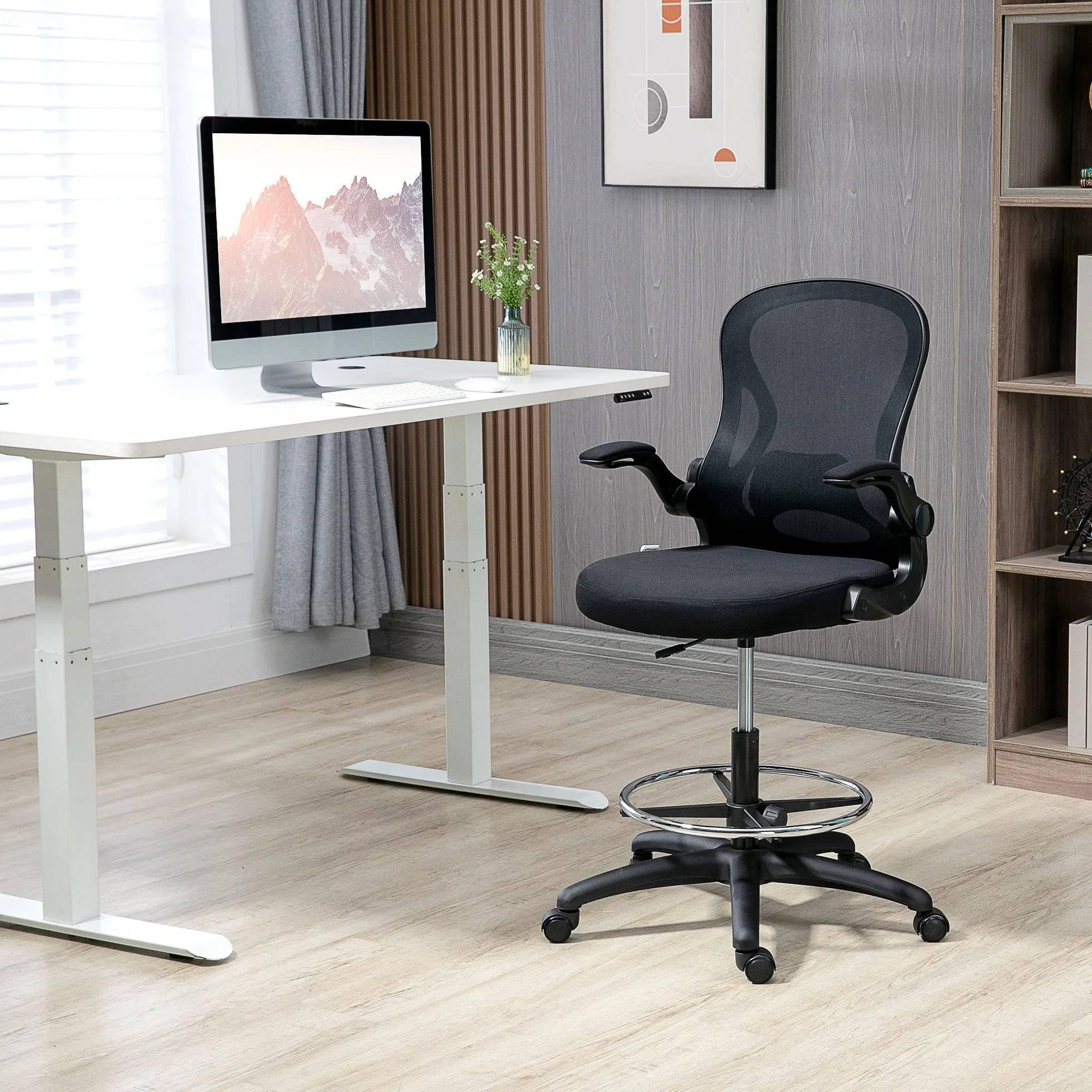 Ergonomic Tall Mesh Drafting Chair with Adjustable Foot Ring for Standing Desks - Platinum-Level Office Chairs