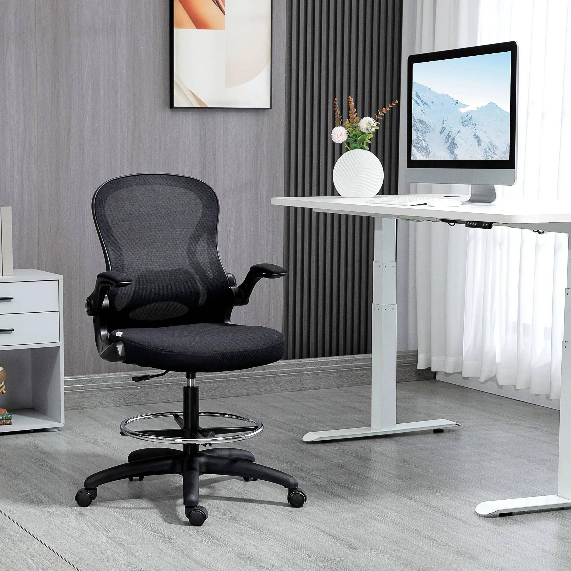 Ergonomic Tall Mesh Drafting Chair with Adjustable Foot Ring for Standing Desks - Platinum-Level Office Chairs