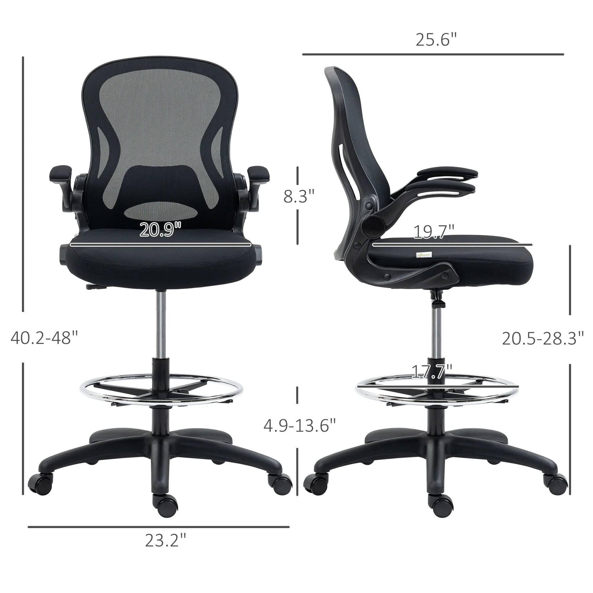 Ergonomic Tall Mesh Drafting Chair with Adjustable Foot Ring for Standing Desks - Platinum-Level Office Chairs
