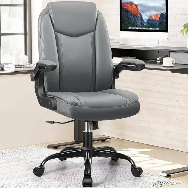 Ergonomic Executive Leather Office Chair with Adjustable Armrests - Platinum-Level Office Chairs