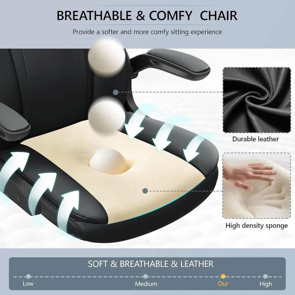 Ergonomic Executive Leather Office Chair with Adjustable Armrests - Platinum-Level Office Chairs