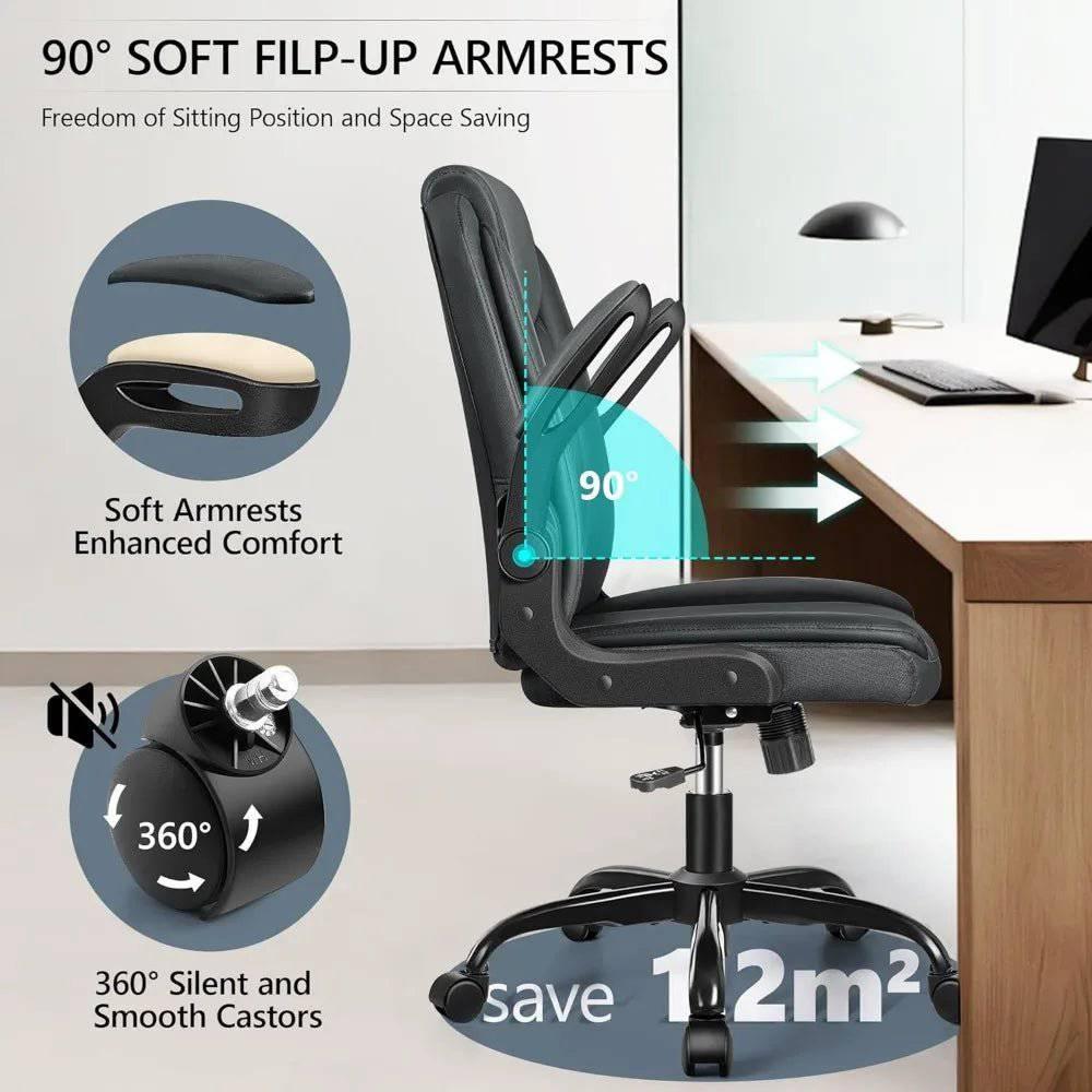 Ergonomic Executive Leather Office Chair with Adjustable Armrests - Platinum-Level Office Chairs