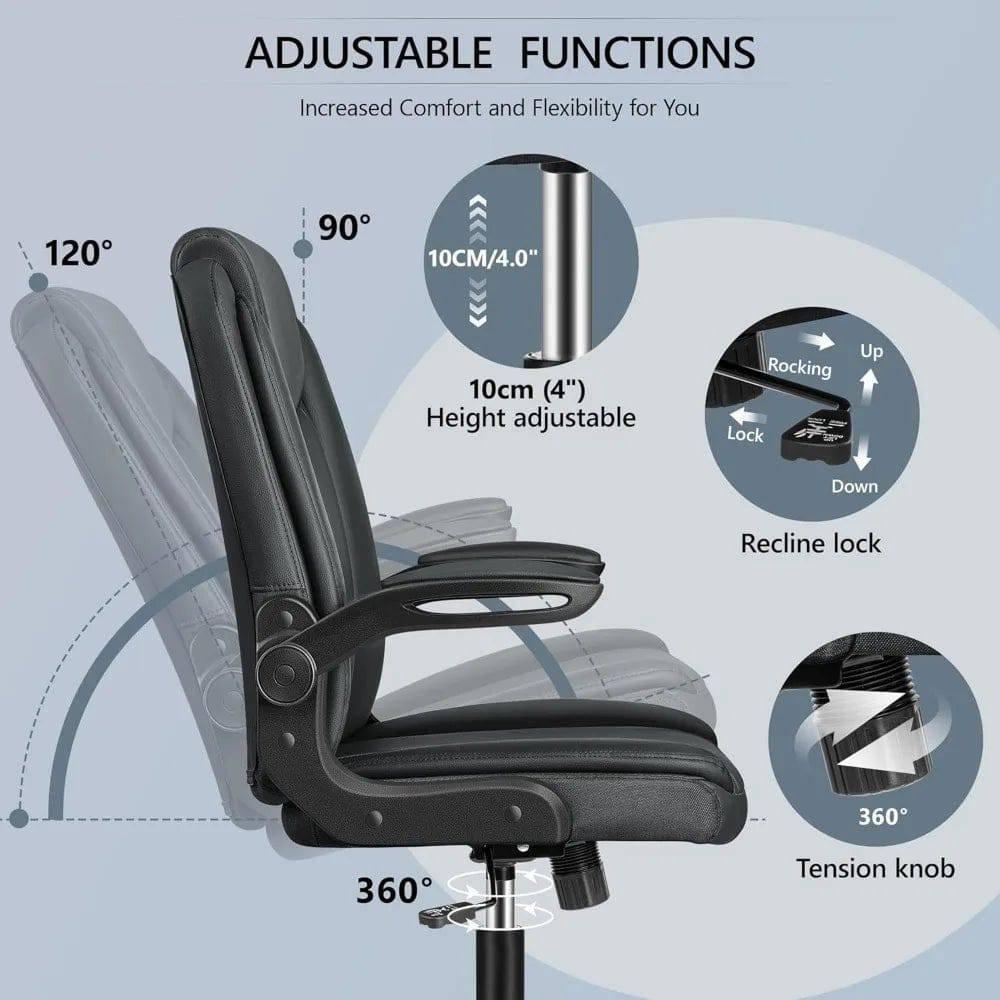 Ergonomic Executive Leather Office Chair with Adjustable Armrests - Platinum-Level Office Chairs