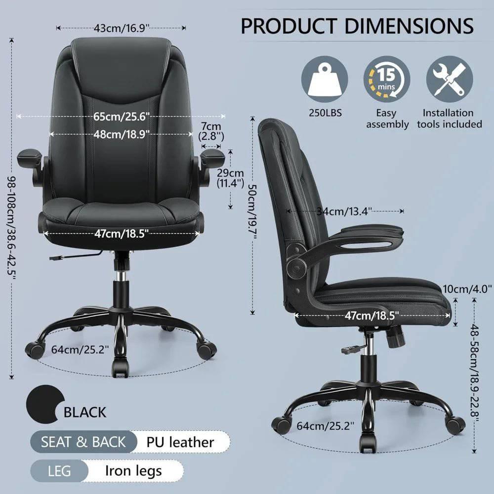 Ergonomic Executive Leather Office Chair with Adjustable Armrests - Platinum-Level Office Chairs