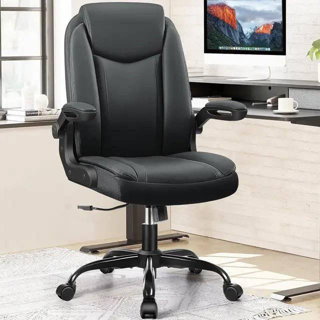 Ergonomic Executive Leather Office Chair with Adjustable Armrests - Platinum-Level Office Chairs