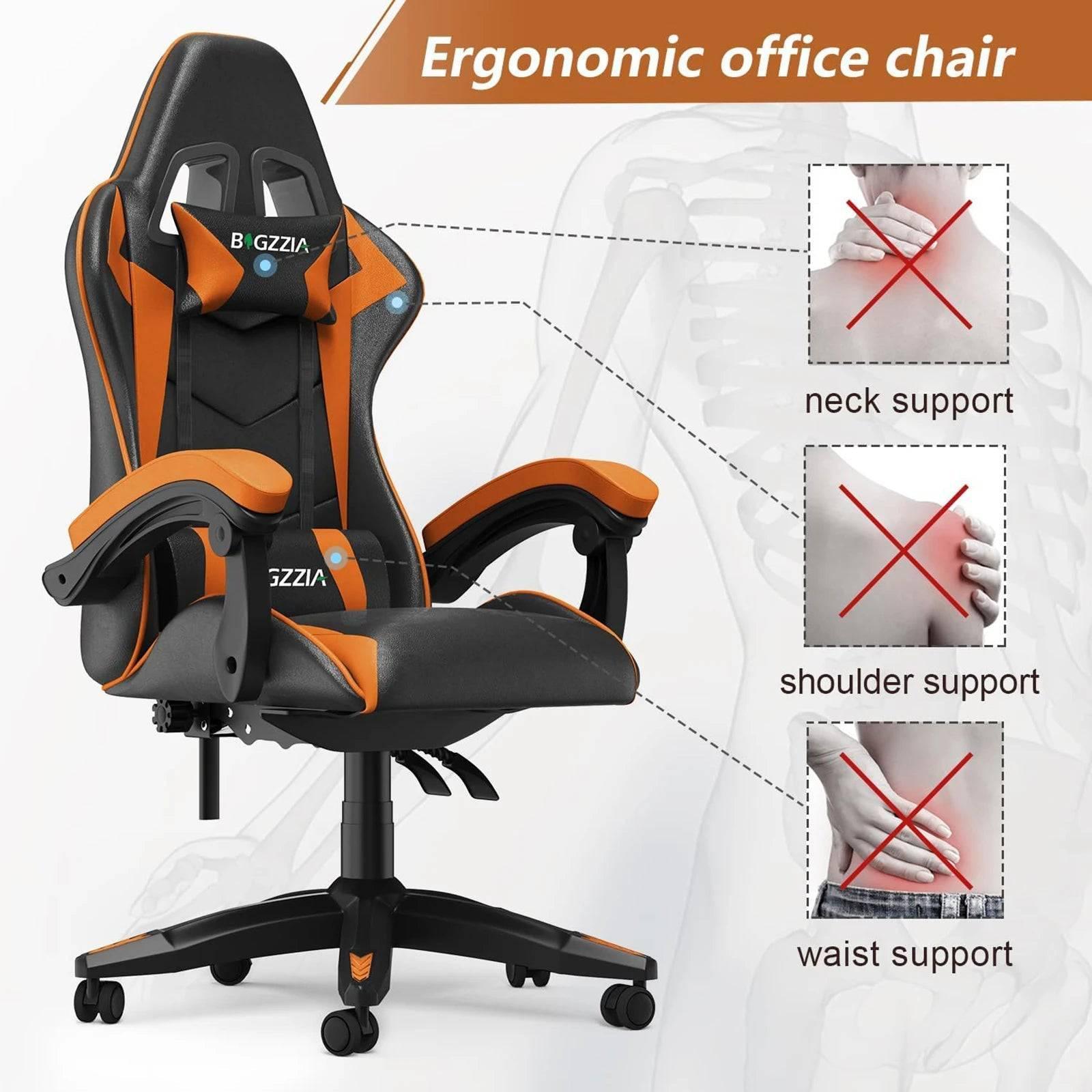 Ergonomic Racing Style Gaming Chair with Adjustable Headrest and Lumbar Support for Ultimate Comfort - Platinum-Level Office Chairs