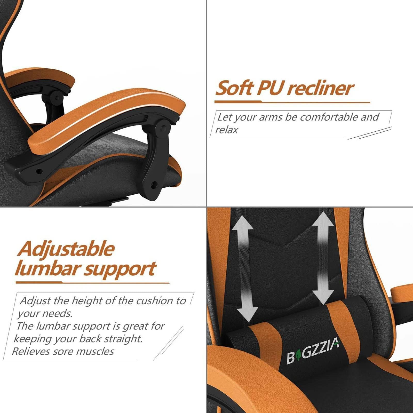 Ergonomic Racing Style Gaming Chair with Adjustable Headrest and Lumbar Support for Ultimate Comfort - Platinum-Level Office Chairs
