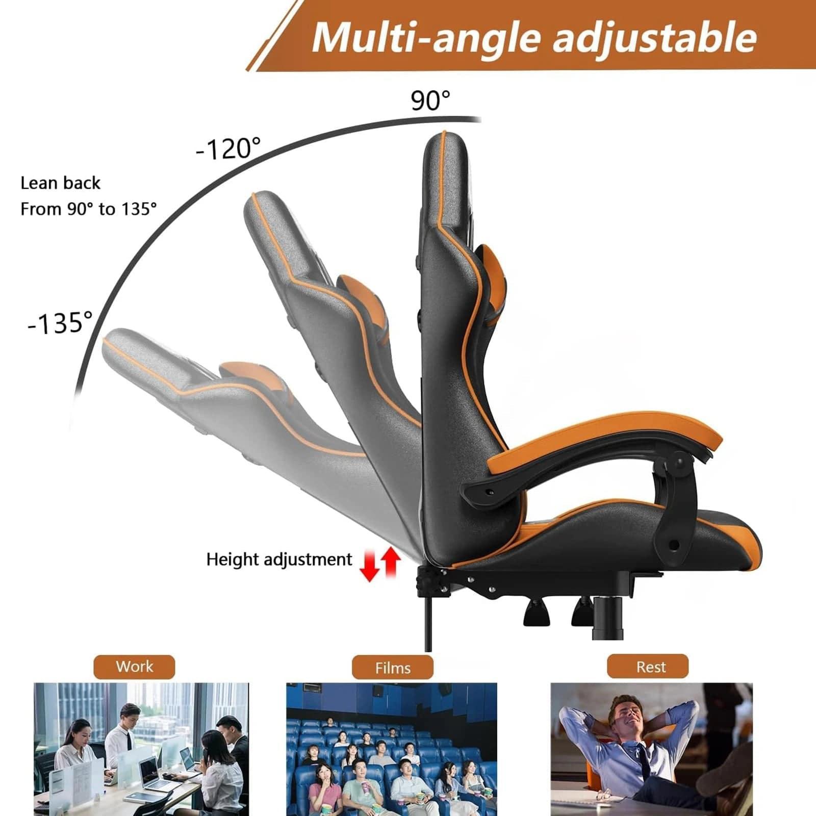 Ergonomic Racing Style Gaming Chair with Adjustable Headrest and Lumbar Support for Ultimate Comfort - Platinum-Level Office Chairs