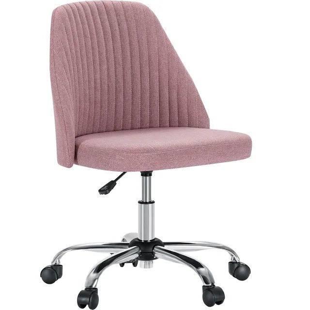 Cute Modern Armless Swivel Desk Chair with Back Support – Versatile Fabric Gaming and Vanity Chair on Wheels - Platinum-Level Office Chairs