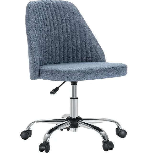 Cute Modern Armless Swivel Desk Chair with Back Support – Versatile Fabric Gaming and Vanity Chair on Wheels - Platinum-Level Office Chairs