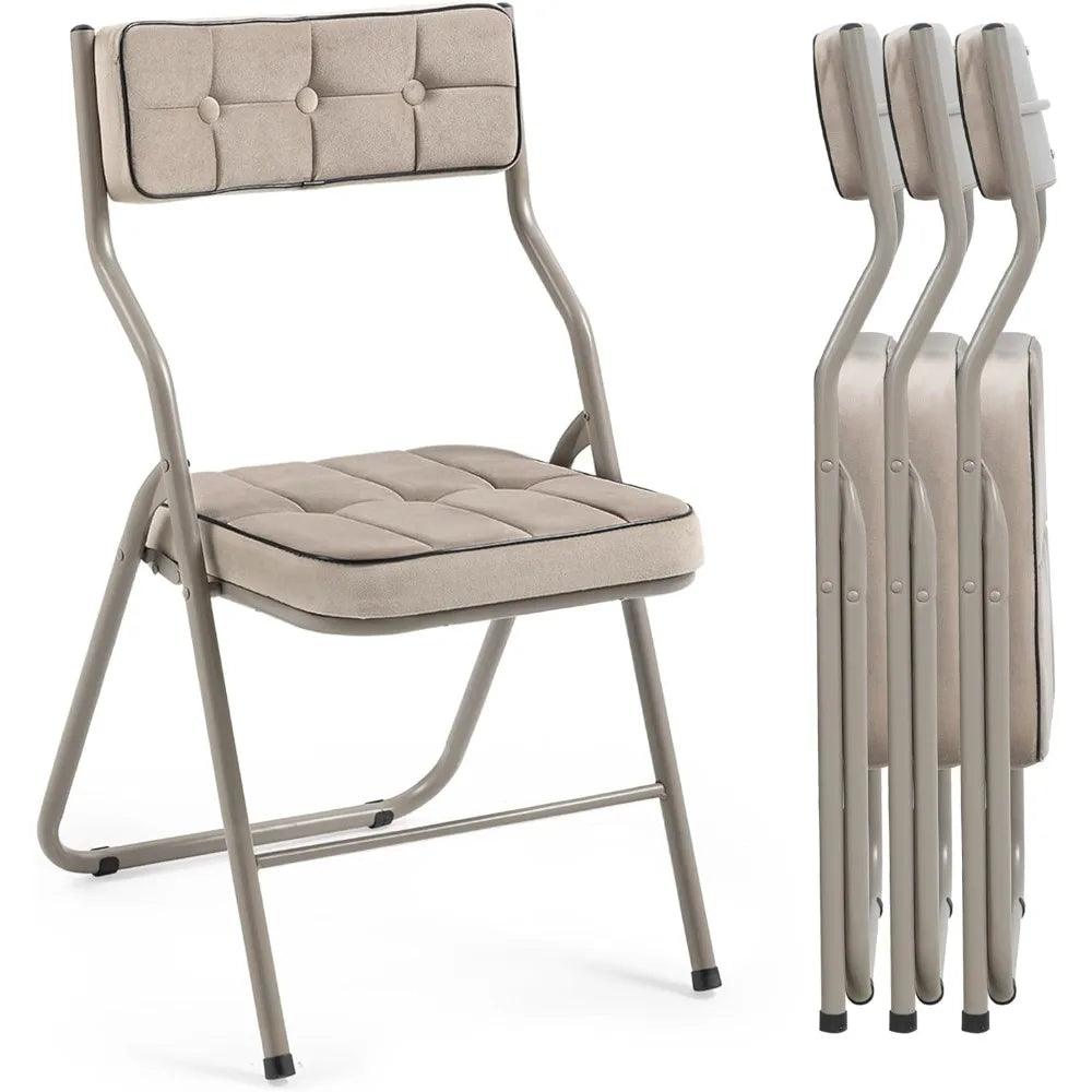 Padded Folding Chairs 4 Pack - Portable Dining Chair with Cushion - Platinum-Level Office Chairs