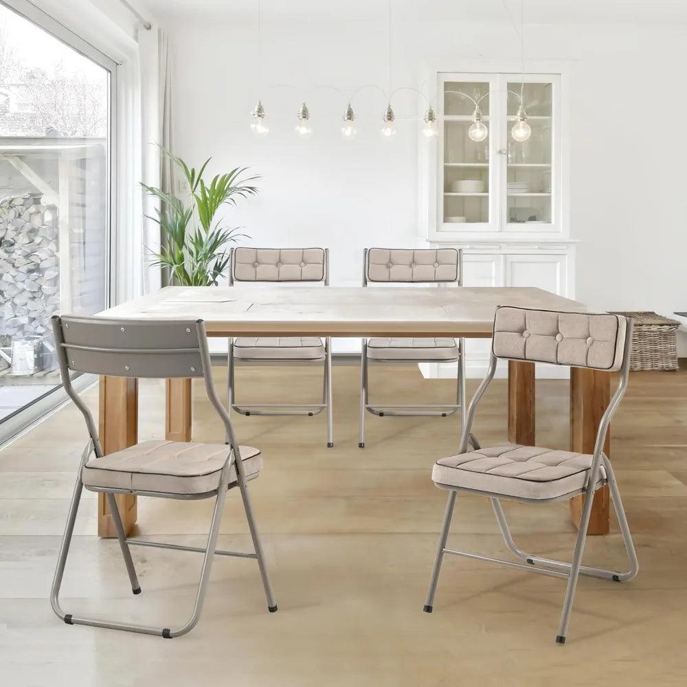 Padded Folding Chairs 4 Pack - Portable Dining Chair with Cushion - Platinum-Level Office Chairs