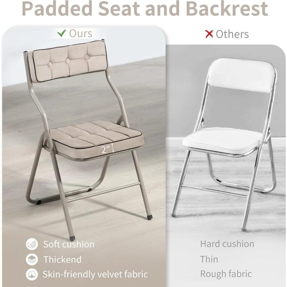 Padded Folding Chairs 4 Pack - Portable Dining Chair with Cushion - Platinum-Level Office Chairs