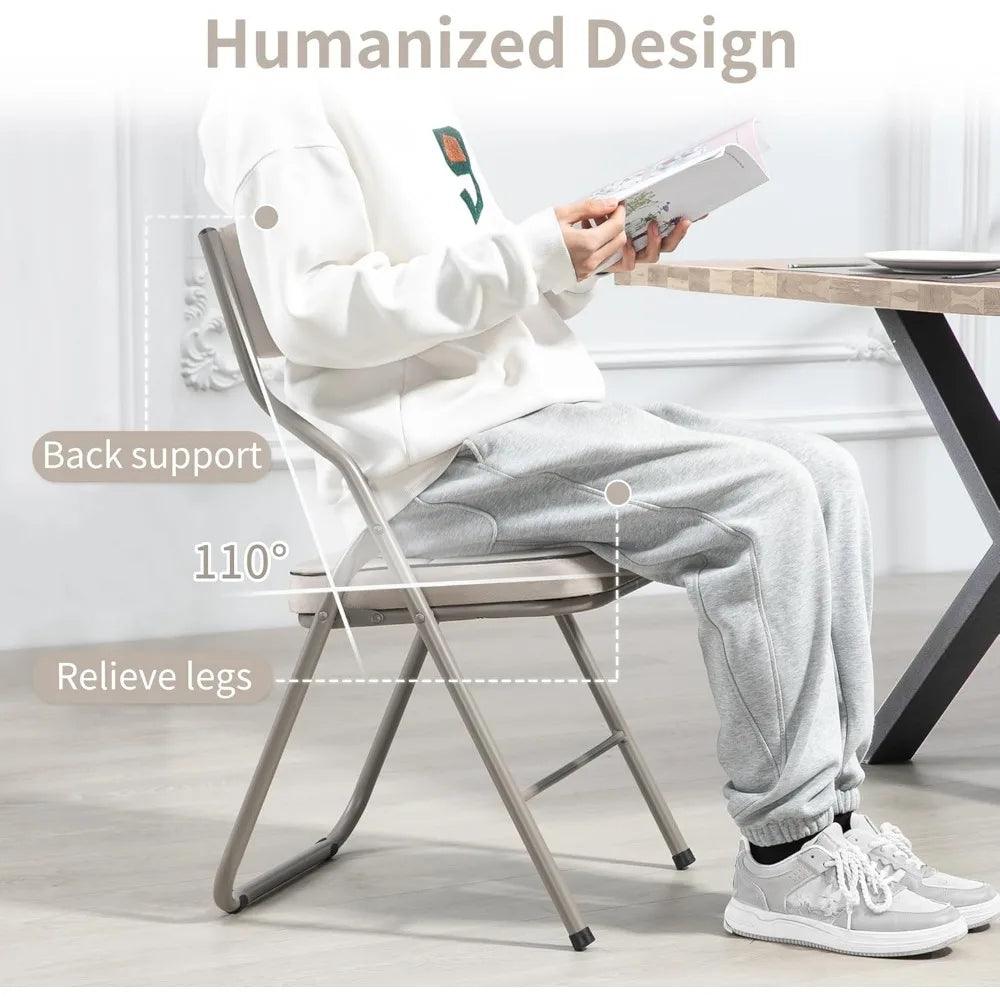Padded Folding Chairs 4 Pack - Portable Dining Chair with Cushion - Platinum-Level Office Chairs