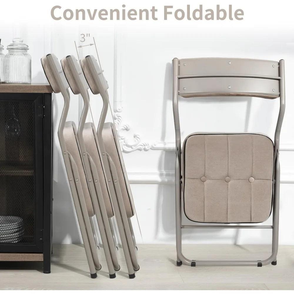 Padded Folding Chairs 4 Pack - Portable Dining Chair with Cushion - Platinum-Level Office Chairs