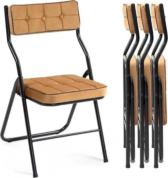 Padded Folding Chairs 4 Pack - Portable Dining Chair with Cushion - Platinum-Level Office Chairs