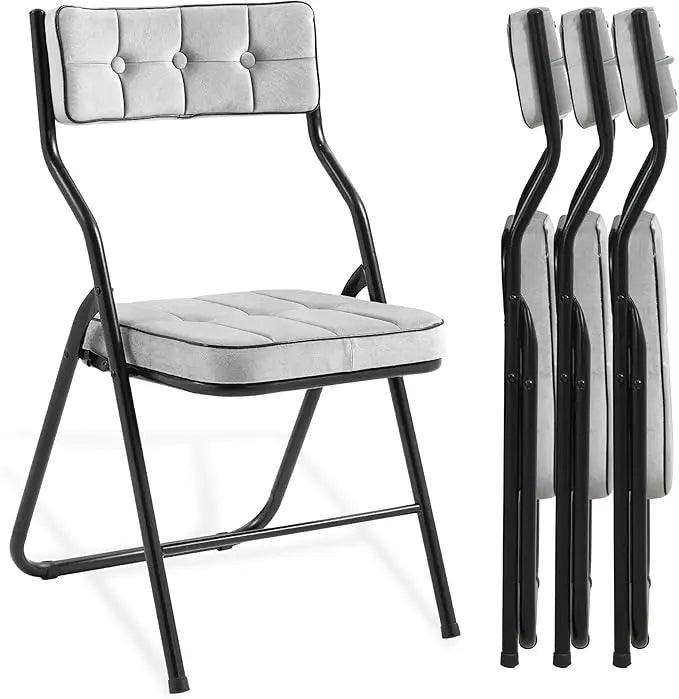 Padded Folding Chairs 4 Pack - Portable Dining Chair with Cushion - Platinum-Level Office Chairs