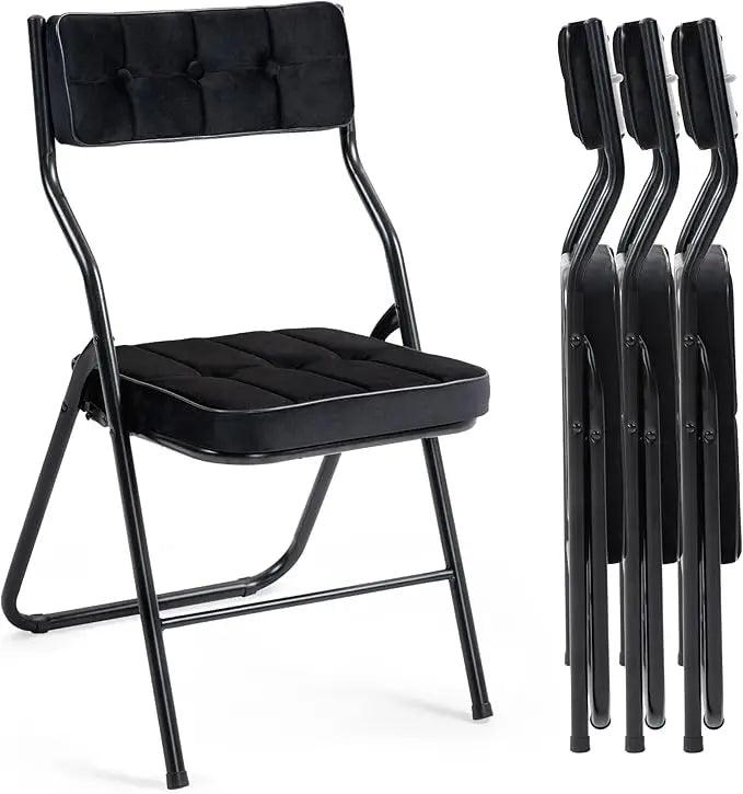 Padded Folding Chairs 4 Pack - Portable Dining Chair with Cushion - Platinum-Level Office Chairs
