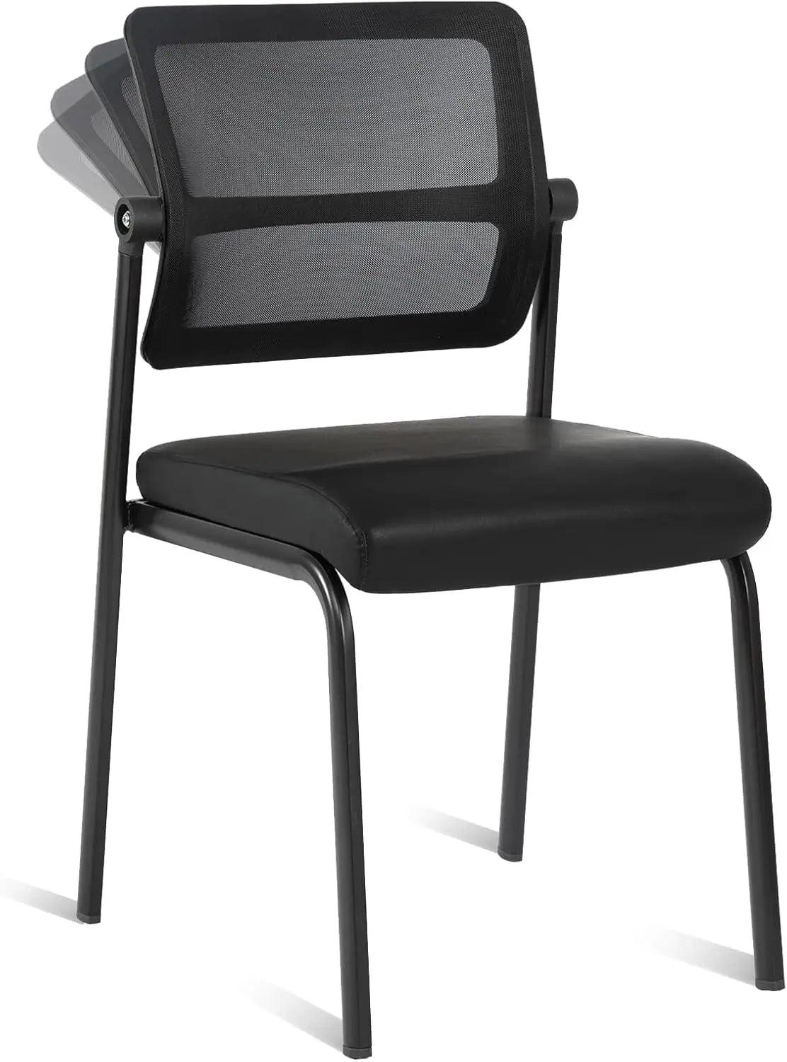 Stacking Armless Office Waiting Room Chair with Wheels and Backrest - Platinum-Level Office Chairs