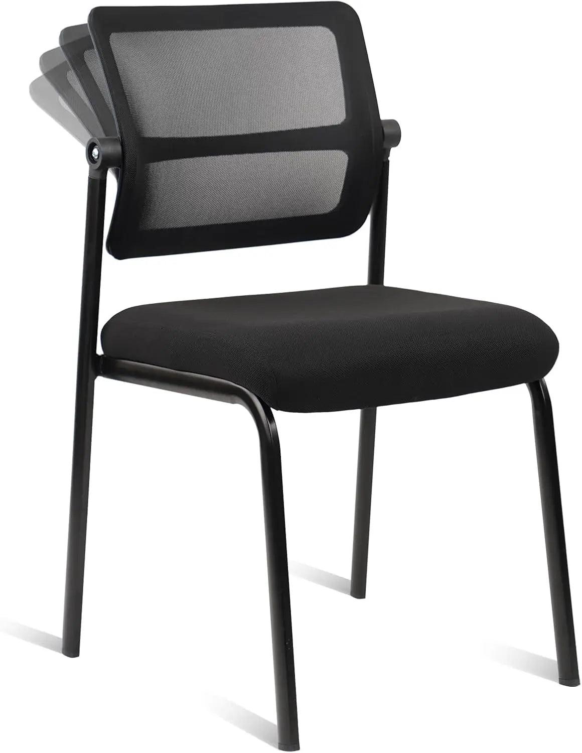 Stacking Armless Office Waiting Room Chair with Wheels and Backrest - Platinum-Level Office Chairs