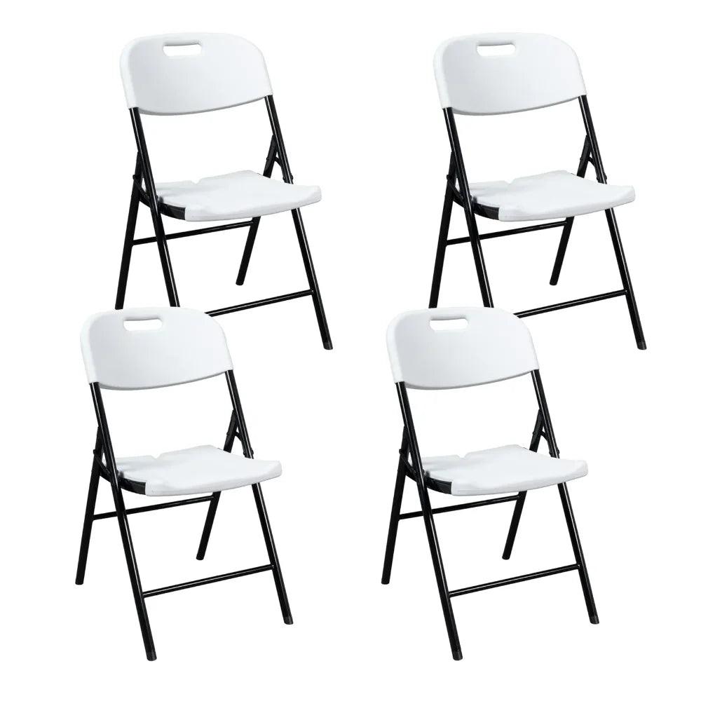 4 Packs Portable Plastic Folding Chair w/ Handle White for Outdoor Use - Platinum-Level Office Chairs
