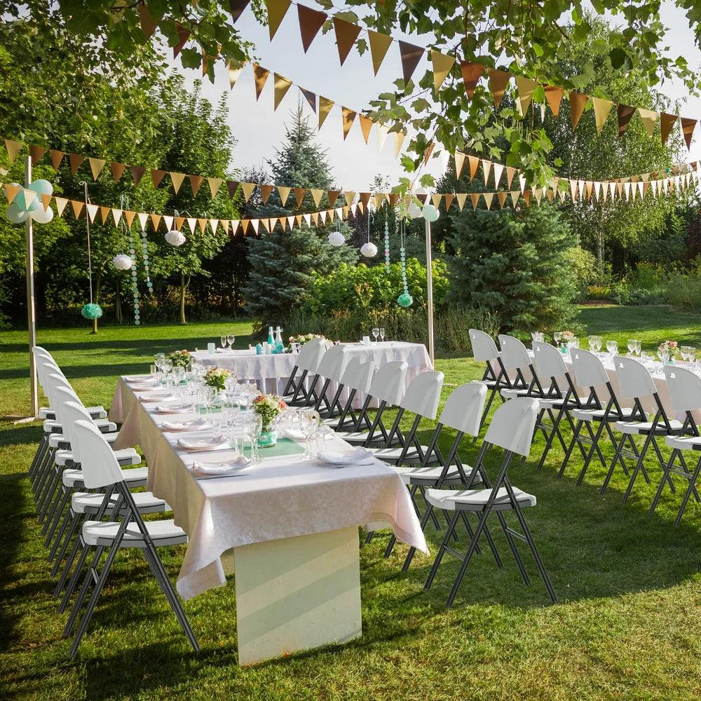 4 Packs Portable Plastic Folding Chair w/ Handle White for Outdoor Use - Platinum-Level Office Chairs