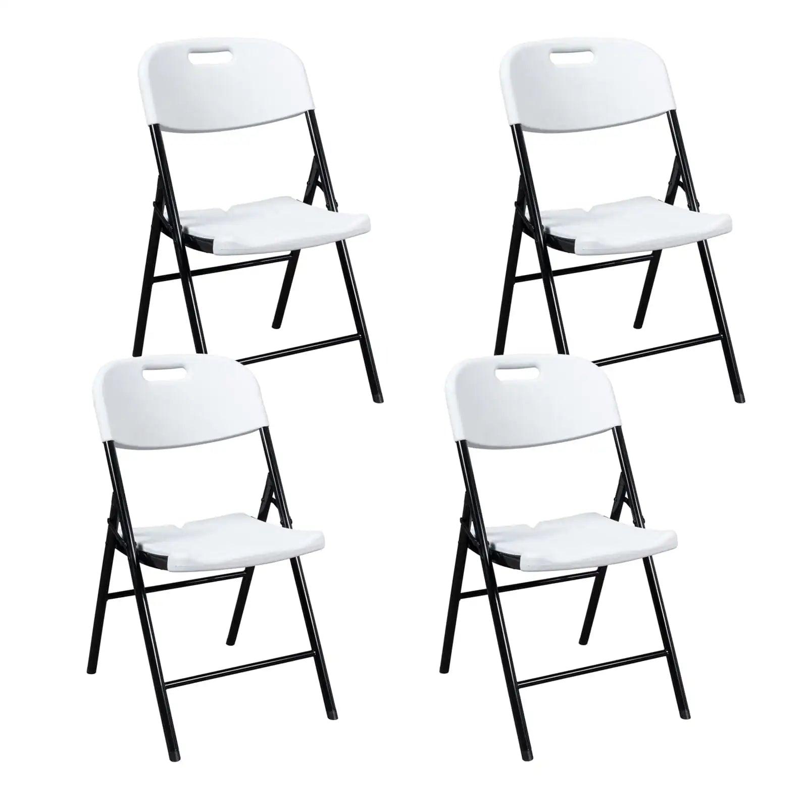 4 Packs Portable Plastic Folding Chair w/ Handle White for Outdoor Use - Platinum-Level Office Chairs
