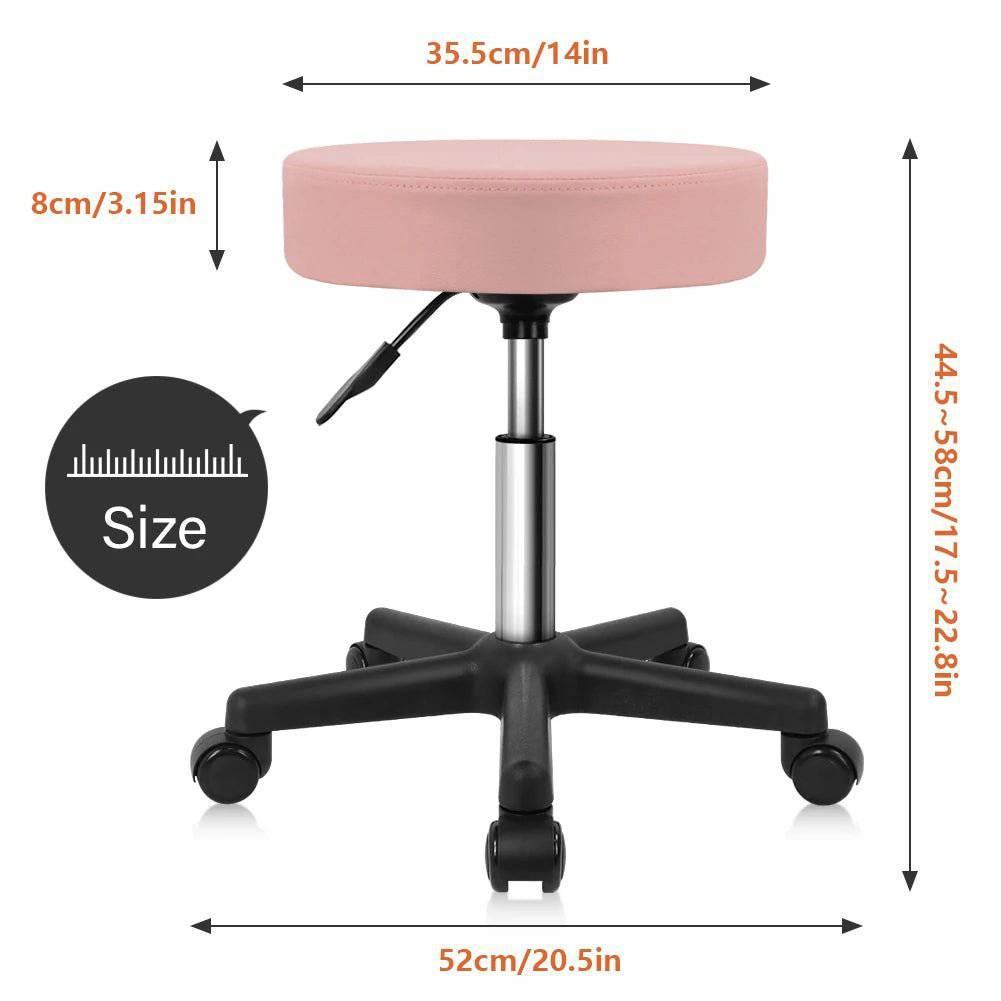 Adjustable Height Pink PU Leather Rolling Salon Stool with Wheels - KKTONER Drafting Chair - Platinum-Level Office Chairs
