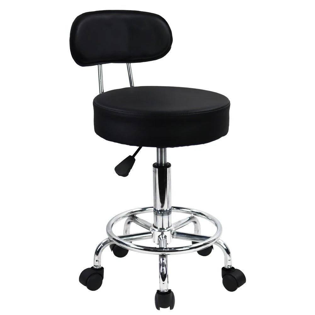 Ergonomic Height Adjustable PU Leather Rolling Stool with Footrest for Office and Home Use - Platinum-Level Office Chairs