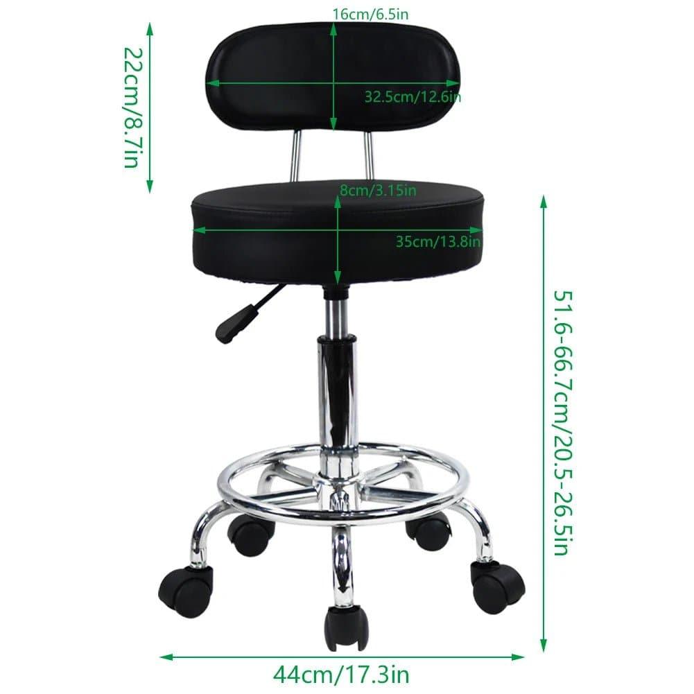 Ergonomic Height Adjustable PU Leather Rolling Stool with Footrest for Office and Home Use - Platinum-Level Office Chairs