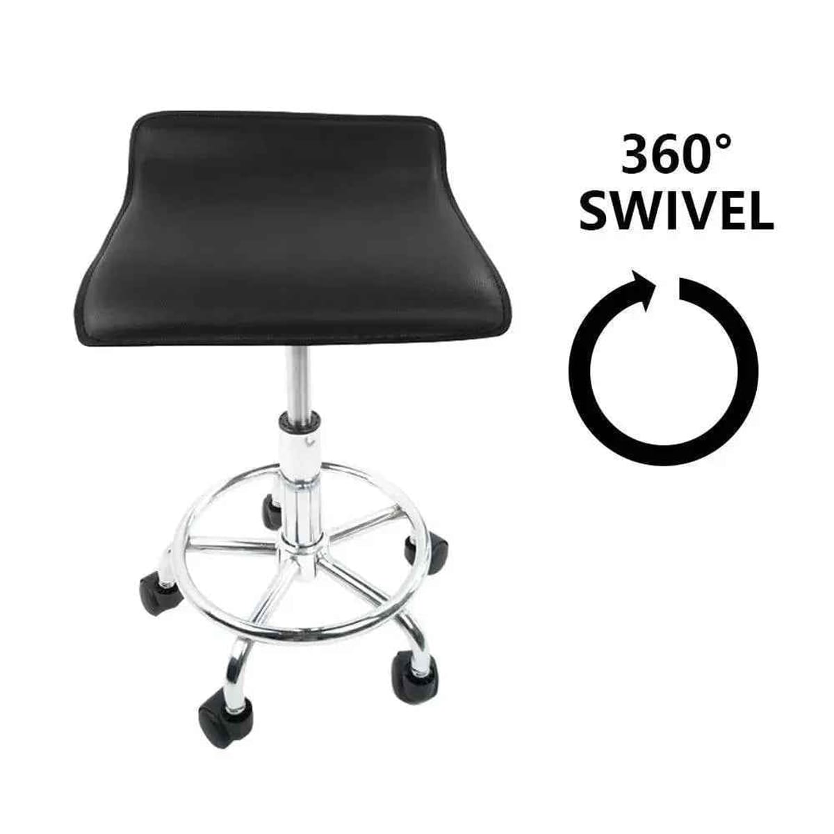 Height Adjustable Rolling Stool With Foot Rest For Salon Spa And - Platinum-Level Office Chairs