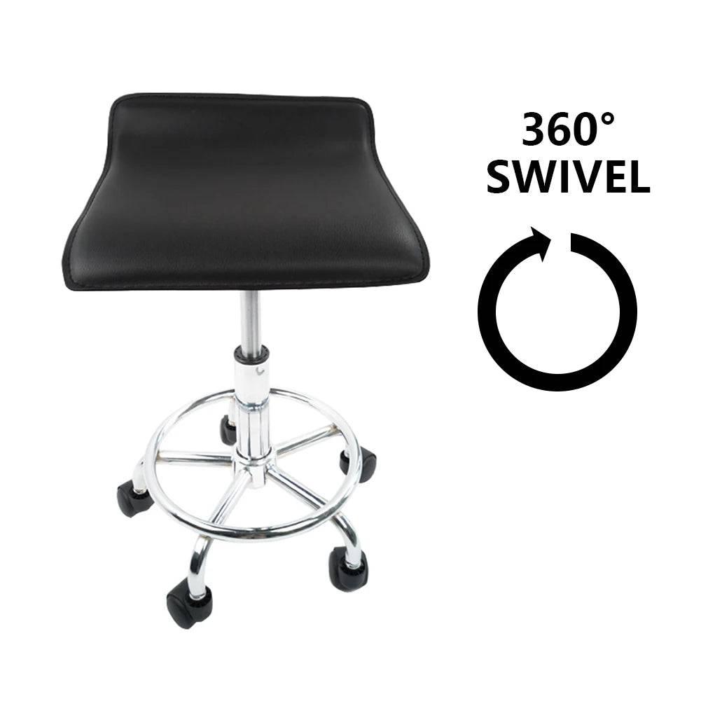 Height-Adjustable Rolling Stool with Foot Rest for Salon, Spa, and Office Use - KKTONER Swivel PU Leather Seat - Platinum-Level Office Chairs