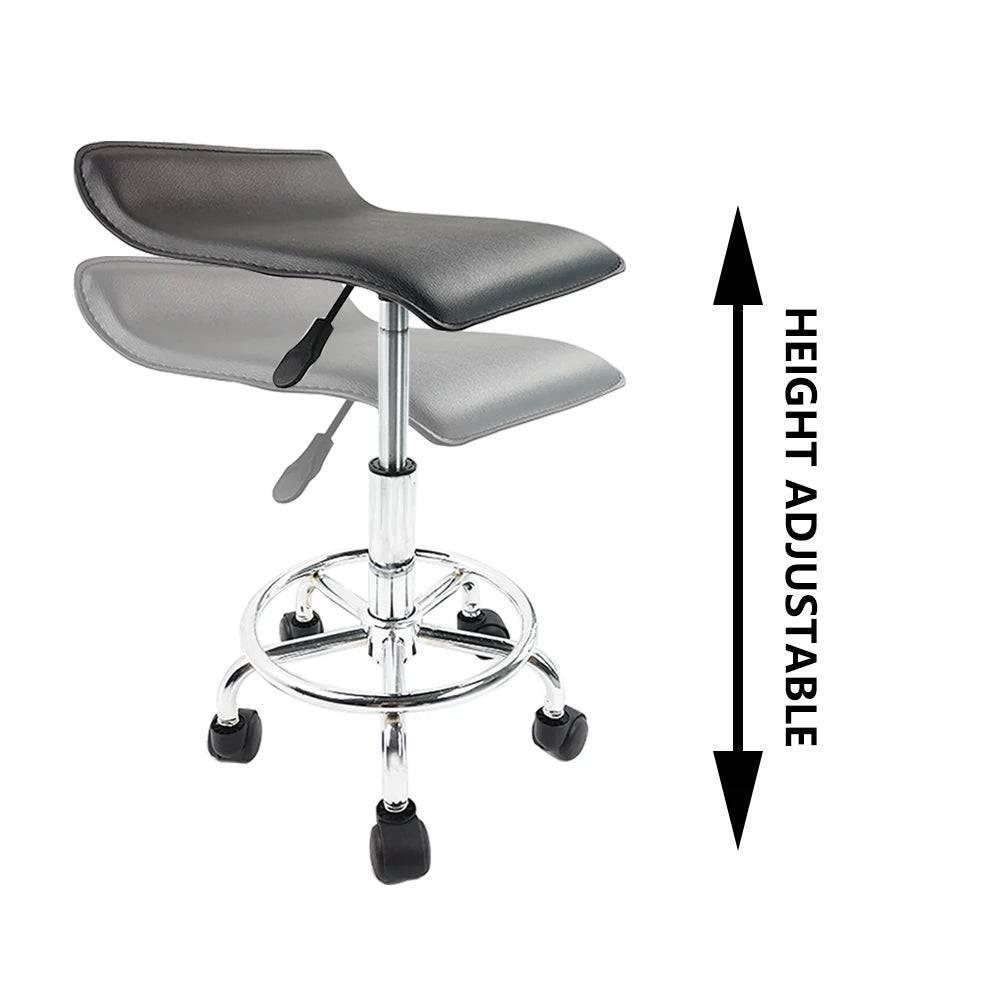 Height-Adjustable Rolling Stool with Foot Rest for Salon, Spa, and Office Use - KKTONER Swivel PU Leather Seat - Platinum-Level Office Chairs