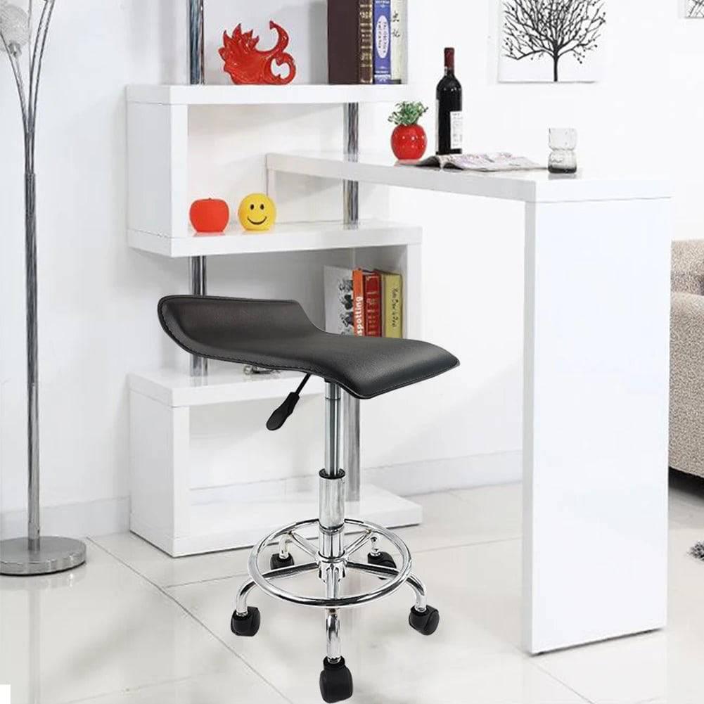Height-Adjustable Rolling Stool with Foot Rest for Salon, Spa, and Office Use - KKTONER Swivel PU Leather Seat - Platinum-Level Office Chairs