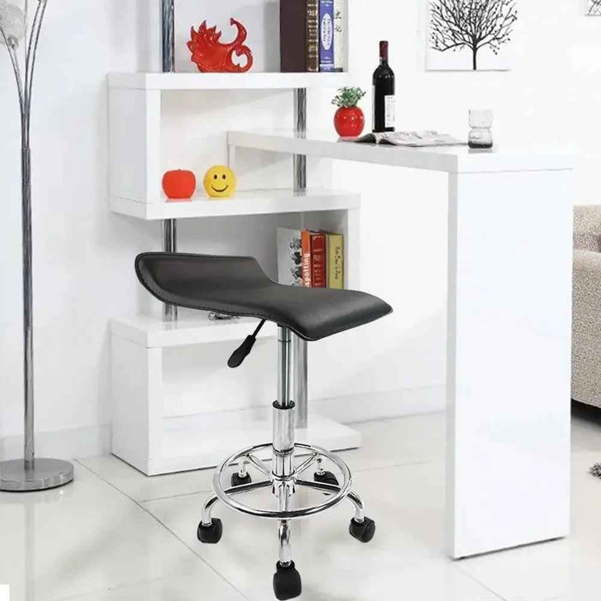 Height Adjustable Rolling Stool With Foot Rest For Salon Spa And - Platinum-Level Office Chairs